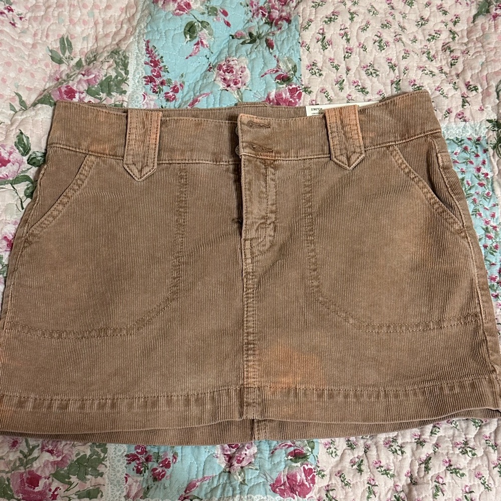 American Eagle Distressed Corduroy Mini Skirt